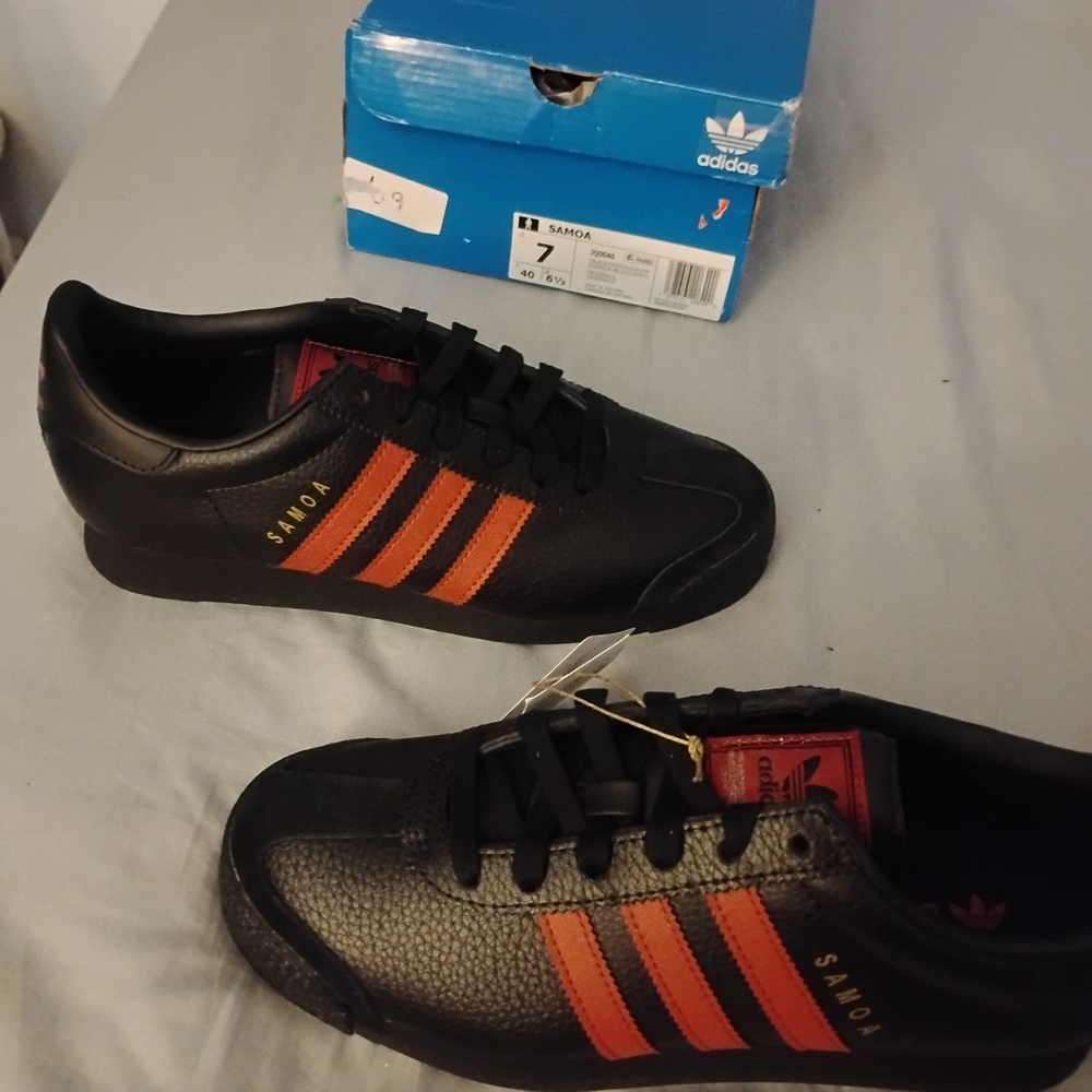 Adidas Samoa Black and Orange Sneakers